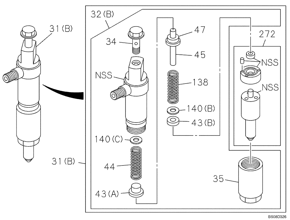 Схема запчастей Case CX75SR - (03-06) - FUEL SYSTEM (03) - FUEL SYSTEM