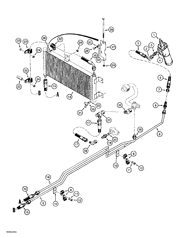 Схема запчастей Case 621B - (5-10) - STEERING HYDRAULIC CIRCUIT, RETURN LINE AND COOLER (05) - STEERING