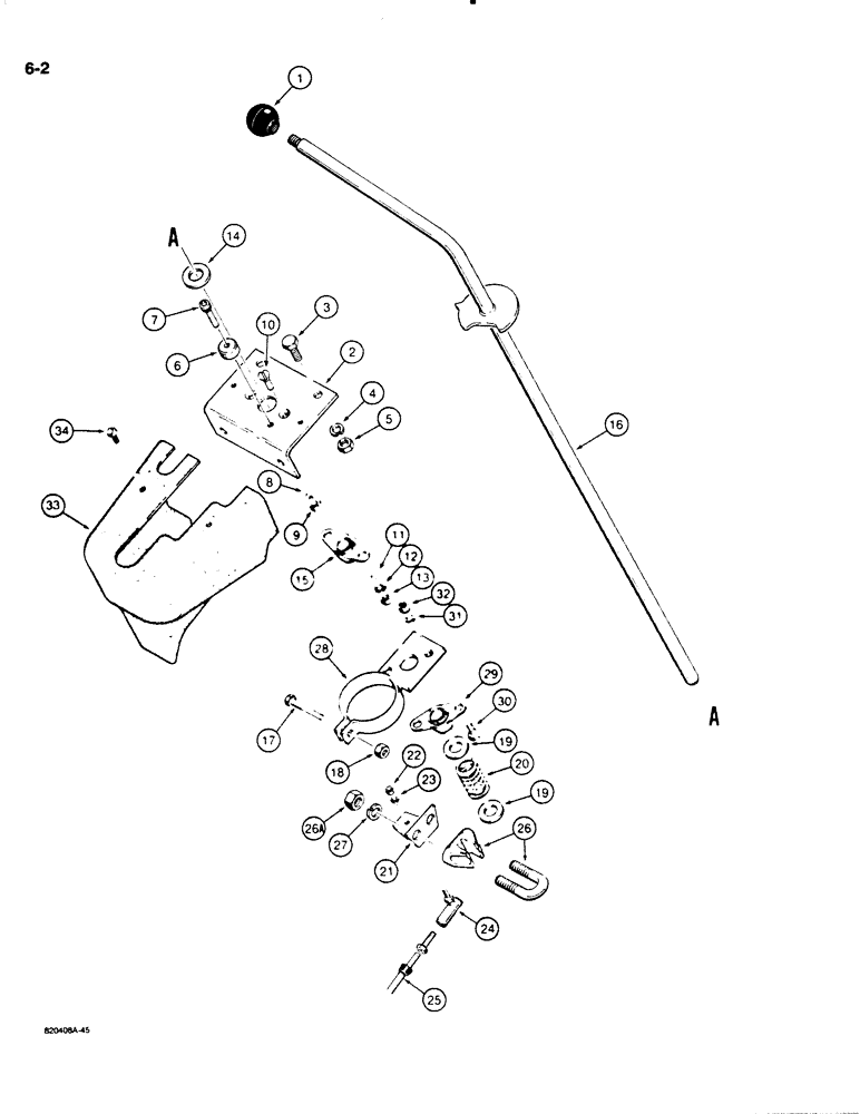 Схема запчастей Case W20C - (6-02) - TRANSMISSION CONTROL PARTS, SHIFT LEVER (06) - POWER TRAIN