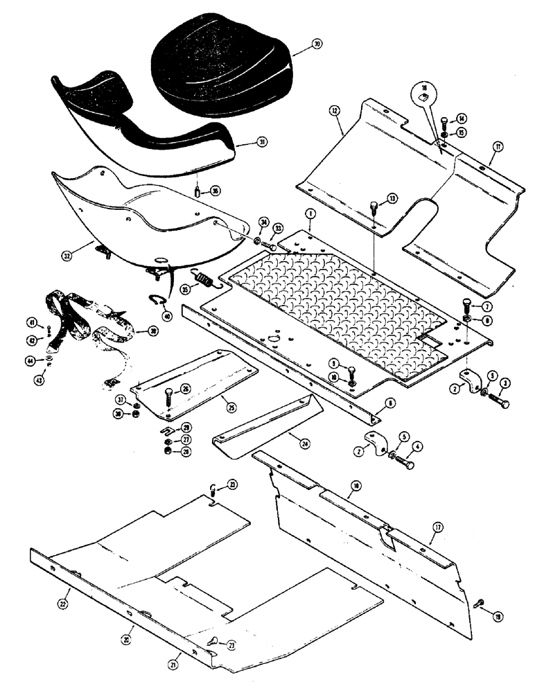 Схема запчастей Case W7E - (138) - PLATFORM, FLOOR PLATES AND SEAT (09) - CHASSIS