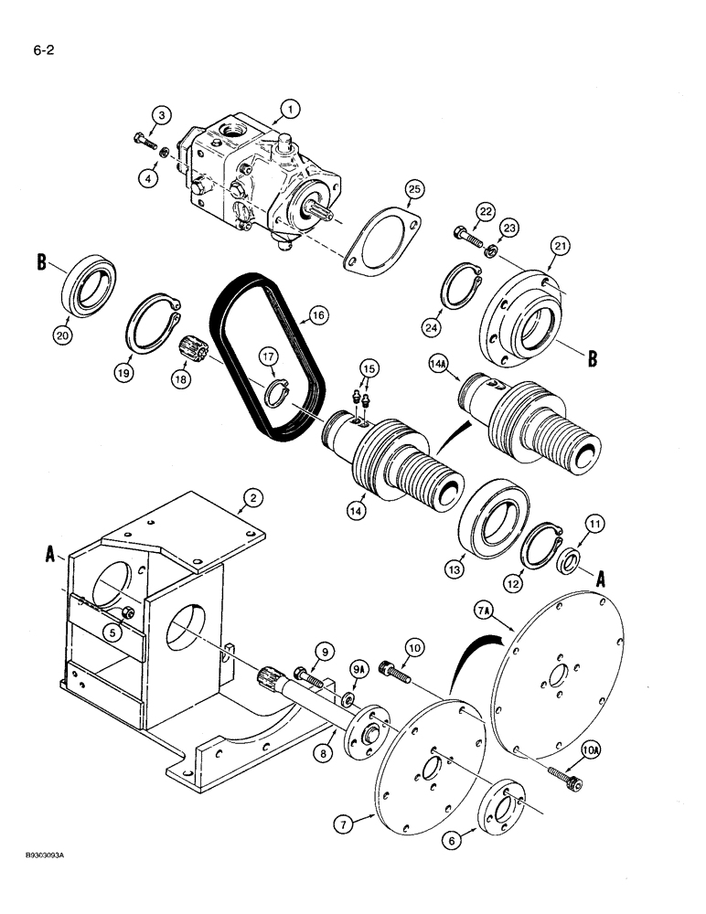 Схема запчастей Case 360 - (6-02) - GROUND DRIVE PUMP MOUNTING - DEUTZ DIESEL ENGINE MODELS (06) - POWER TRAIN