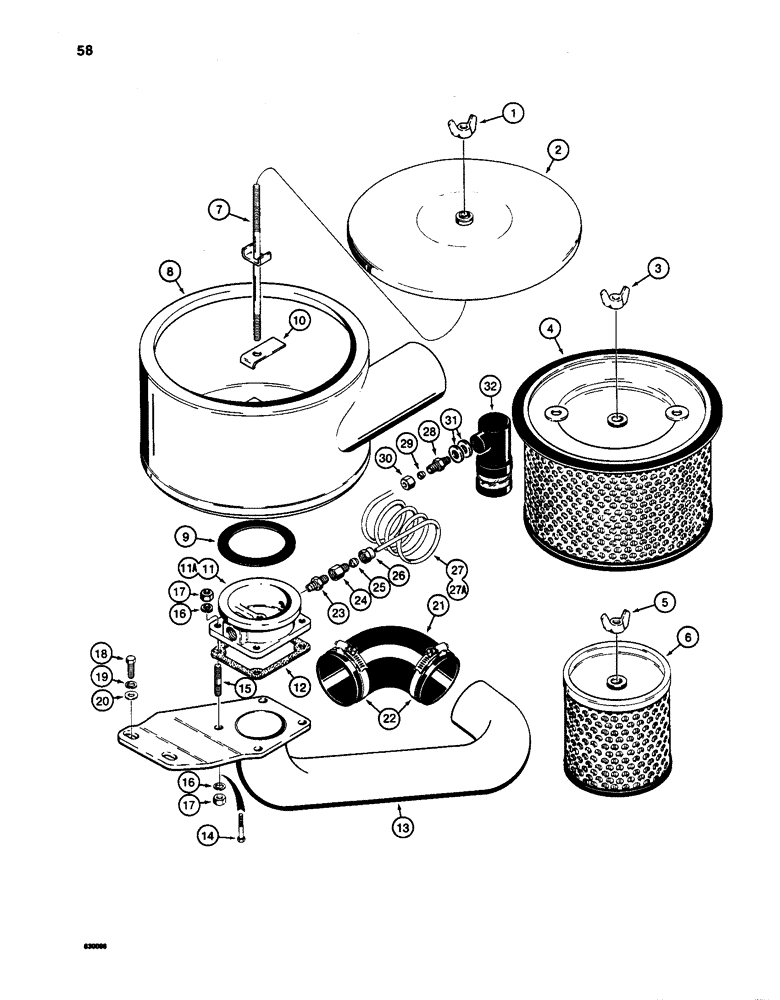 Схема запчастей Case W24C - (058) - AIR CLEANER AND RELATED PARTS (02) - ENGINE