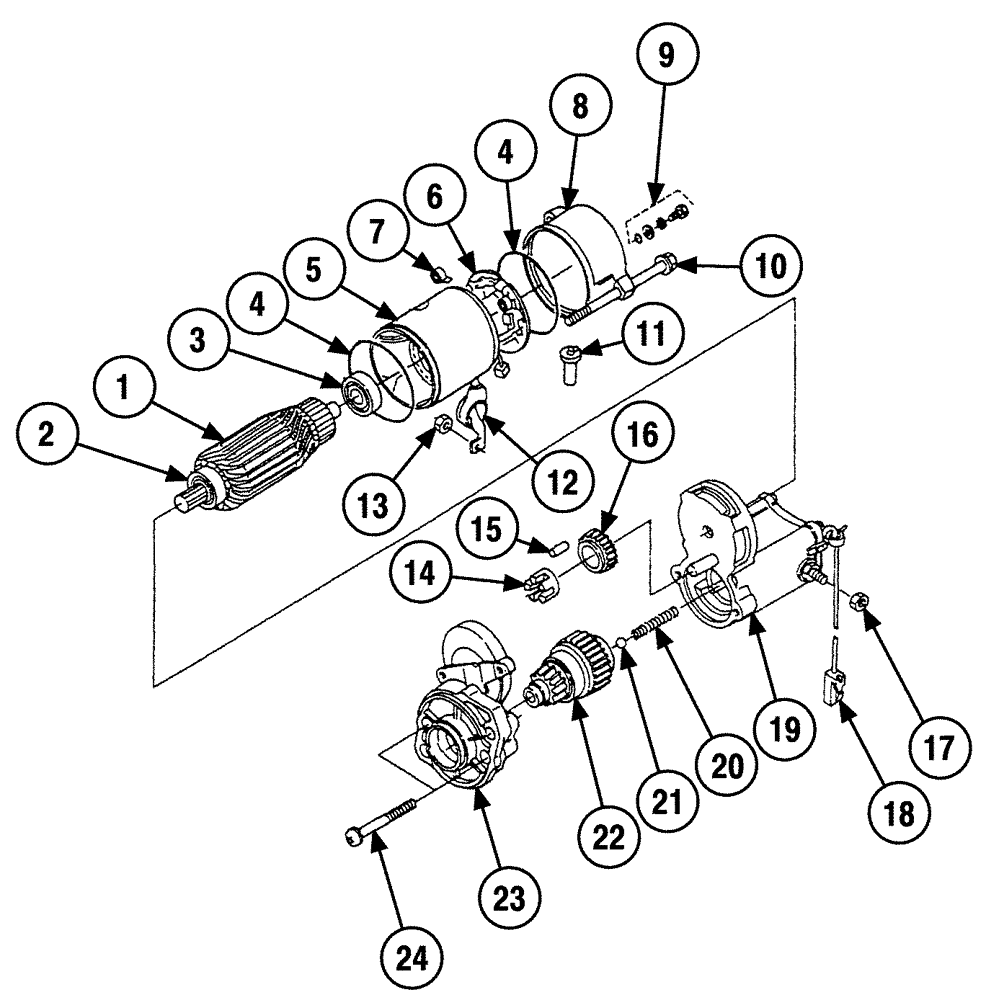 Схема запчастей Case 6010 - (04-08) - STARTER, KUBOTA V2003TE ENGINE (55) - ELECTRICAL SYSTEMS