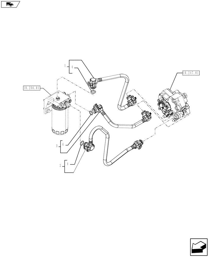 Схема запчастей Case F4HFE613P A003 - (10.218.01[03]) - PIPING - FUEL (504087128) ENGINE COMPONENTS