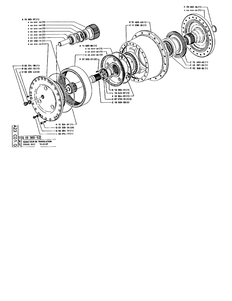 Схема запчастей Case 90BCL - (093) - TRAVEL REDUCTION GEAR (04) - UNDERCARRIAGE