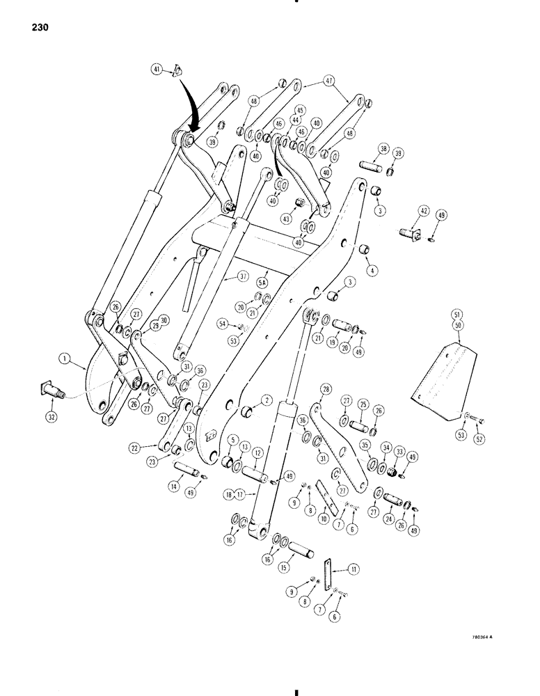 Схема запчастей Case W11 - (232) - LOADER LIFT FRAME AND RELATED PARTS (09) - CHASSIS/ATTACHMENTS