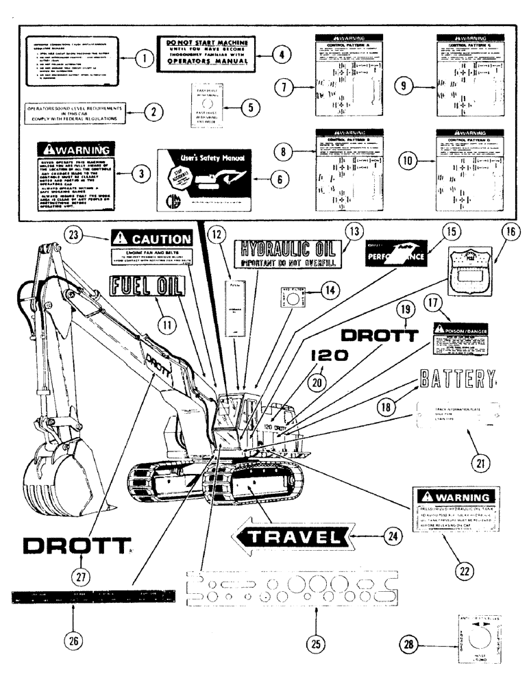 Схема запчастей Case 120 - (295) - GRAPHIC PRODUCTS (90) - PLATFORM, CAB, BODYWORK AND DECALS
