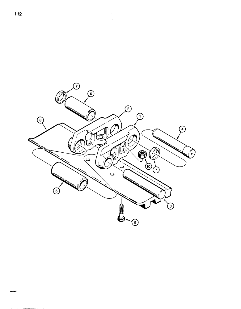 Схема запчастей Case 880D - (112) - TRACK LINKS, SHOES, AND PINS (04) - UNDERCARRIAGE