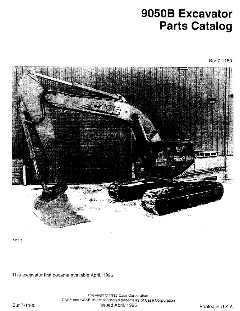 Схема запчастей Case 9050B - (1-1) - 9050B EXCAVATOR PARTS CATALOG (00) - PICTORIAL INDEX