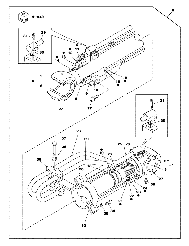 Схема запчастей Case CX250C - (08-059[00]) - BOOM CYLINDER - LEFT - WITHOUT SAFETY VALVE (08) - HYDRAULICS