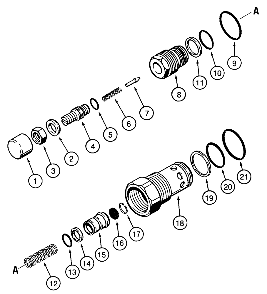 Схема запчастей Case 855E - (8-106) - MAIN RELIEF VALVE (08) - HYDRAULICS