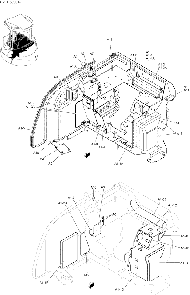 Схема запчастей Case CX27B - (01-030) - STAND ASSY, CONTROL (CANOPY) (90) - PLATFORM, CAB, BODYWORK AND DECALS