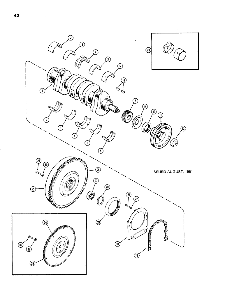 Схема запчастей Case 480C - (042) - CRANKSHAFT, 188 DIESEL ENGINE (10) - ENGINE