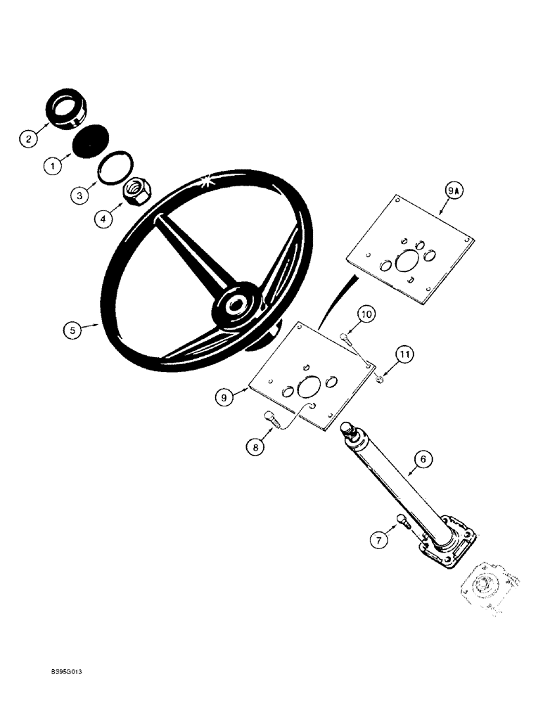 Схема запчастей Case 580L - (5-002) - STEERING WHEEL AND STEERING COLUMN (05) - STEERING