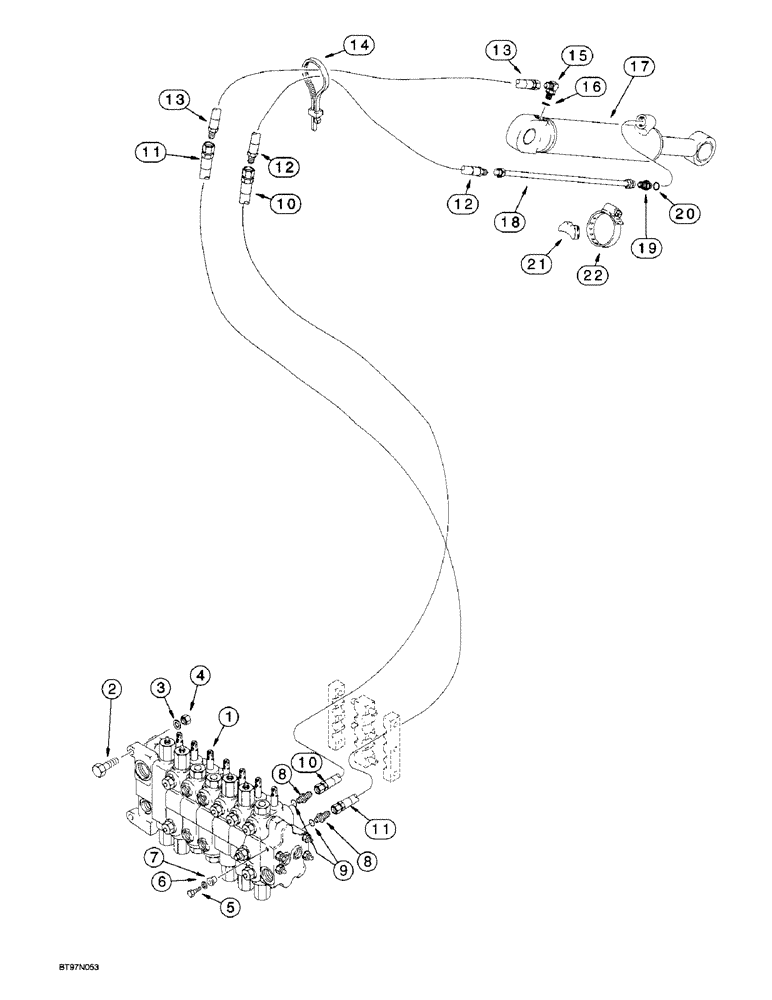 Схема запчастей Case 580L - (8-032) - BACKHOE EXTENDABLE DIPPER HYDRAULIC CIRCUIT (08) - HYDRAULICS