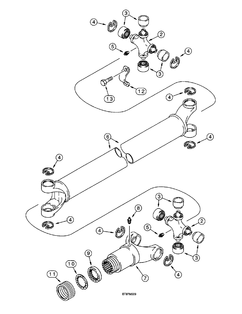 Схема запчастей Case 590SL - (6-174) - DRIVE SHAFT FOR REAR DRIVE AXLE, REAR DRIVE AXLE TO TRANSMISSION (06) - POWER TRAIN