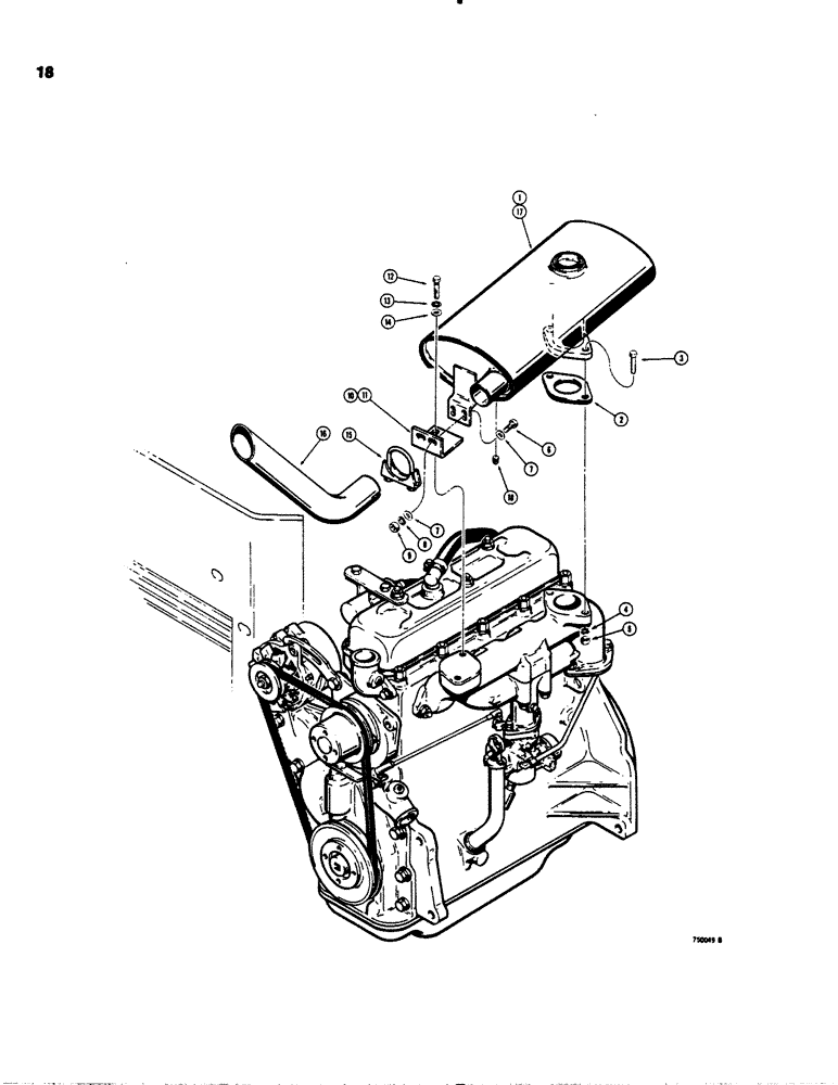 Схема запчастей Case 1845S - (018) - MUFFLER AND EXHAUST SYSTEM (10) - ENGINE