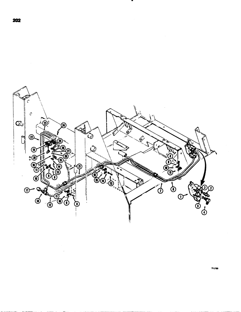 Схема запчастей Case 1845 - (202) - AUXILIARY HYDRAULIC CIRCUITS, FRONT HYDRAULIC CIRCUIT WITHOUT SELECTOR VALVE (35) - HYDRAULIC SYSTEMS