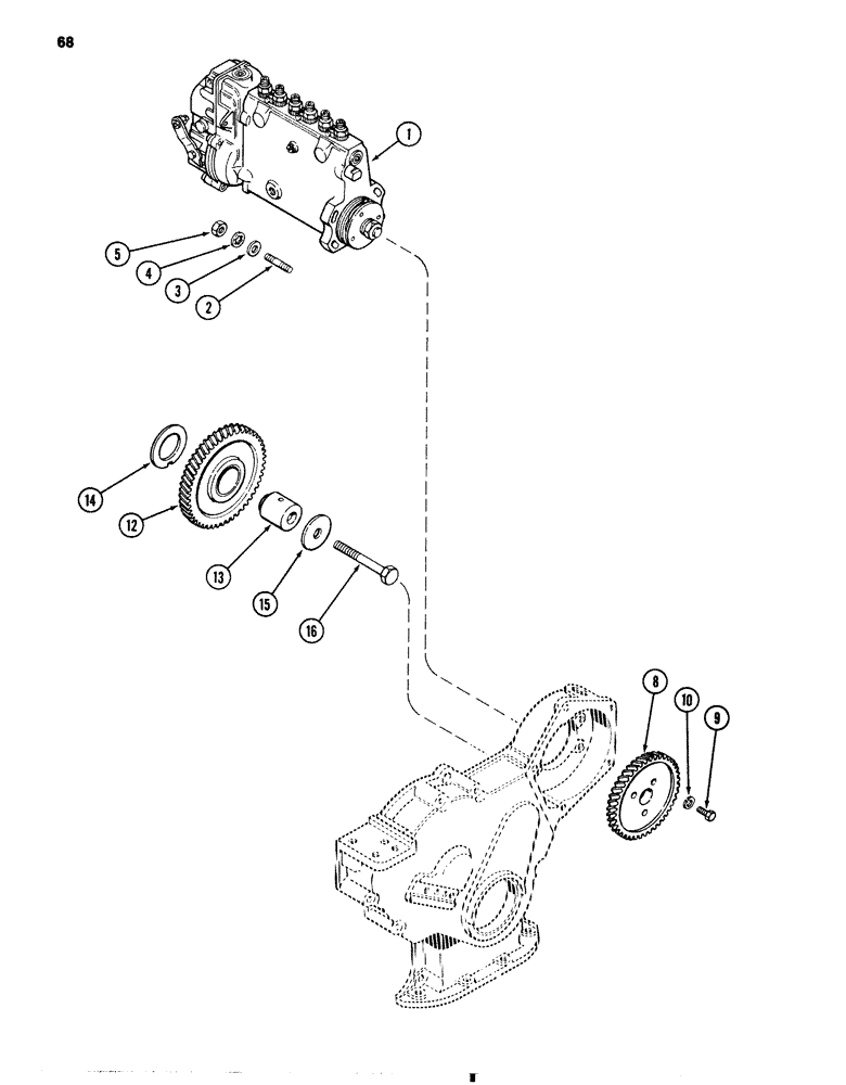 Схема запчастей Case 1080 - (068) - INJECTION PUMP DRIVE, 504BDT DIESEL ENGINE (10) - ENGINE