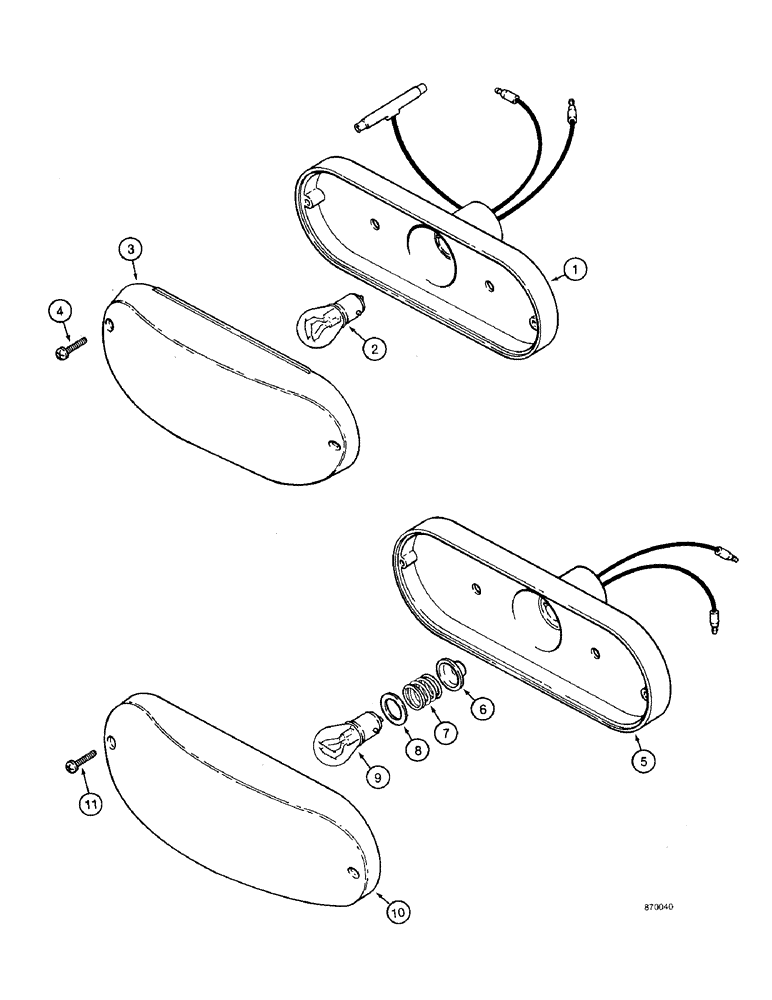 Схема запчастей Case 590 - (4-42) - CANOPY TRACTOR LAMPS, STOP AND TAIL LAMPS AND, TURN SIGNAL AND FLASHER LAMPS (04) - ELECTRICAL SYSTEMS