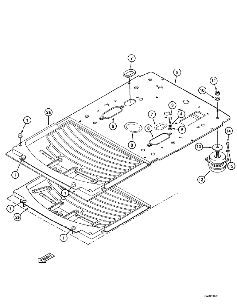 Схема запчастей Case 9010B - (9-050) - CAB FLOOR AND MOUNTING, PRIOR TO P.I.N. DAC01#2001 (09) - CHASSIS