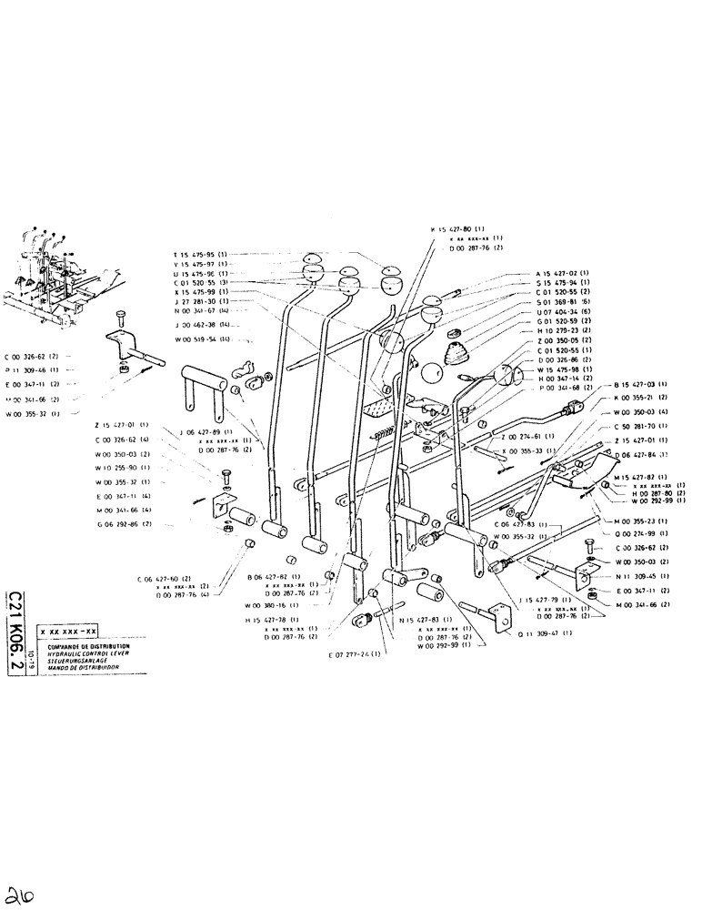 Схема запчастей Case SC150K - (026) - HYDRAULIC CONTROL LEVER 