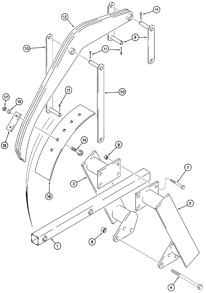 Схема запчастей Case 460 - (9-76) - CRUMBER, DIGGING CHAIN GUARD, AND MOUNTING (09) - CHASSIS/ATTACHMENTS
