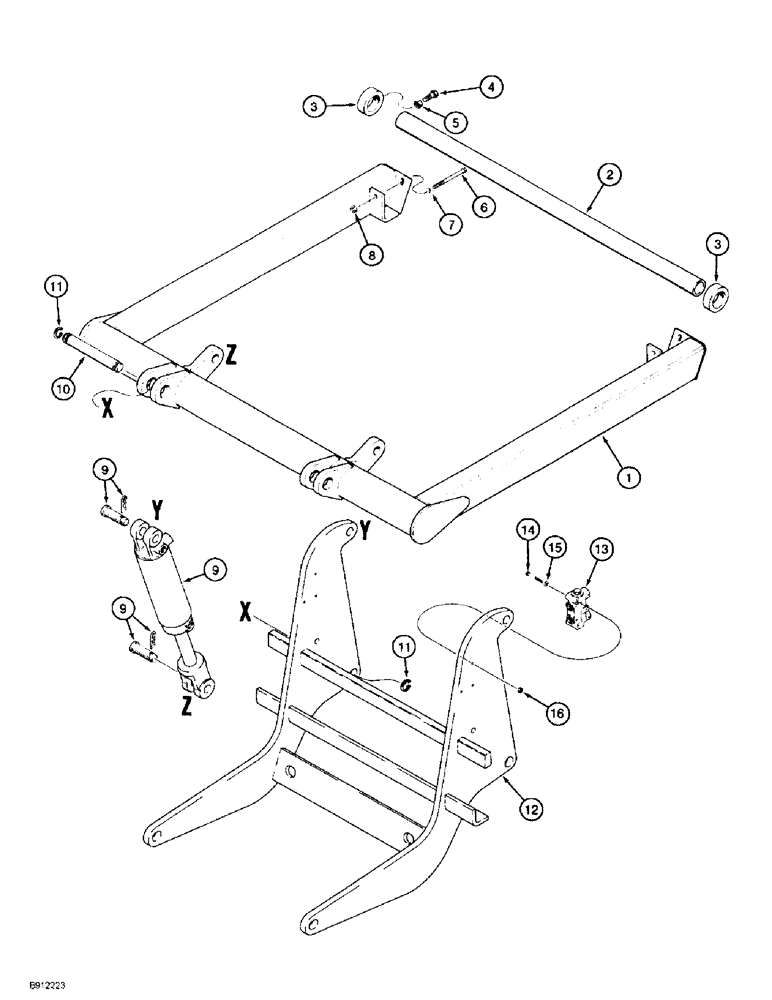 Схема запчастей Case 860 - (9-112) - REEL CARRIER (09) - CHASSIS/ATTACHMENTS