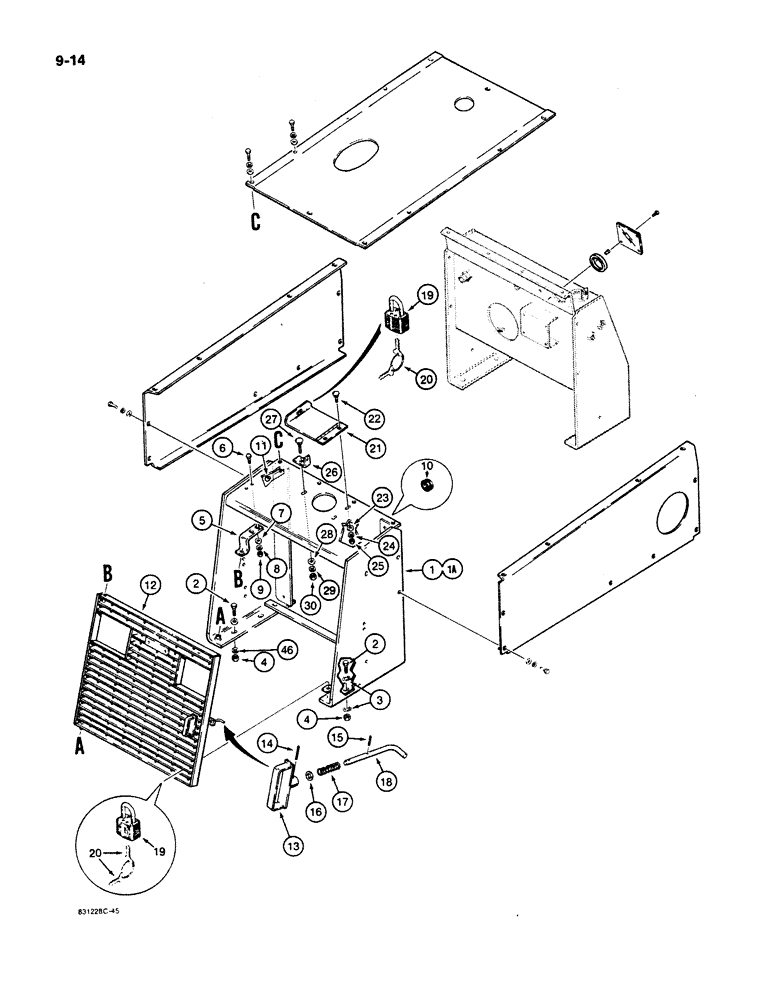 Схема запчастей Case W11B - (9-014) - RADIATOR SHROUD,GRILLE, AND HOOD (09) - CHASSIS/ATTACHMENTS
