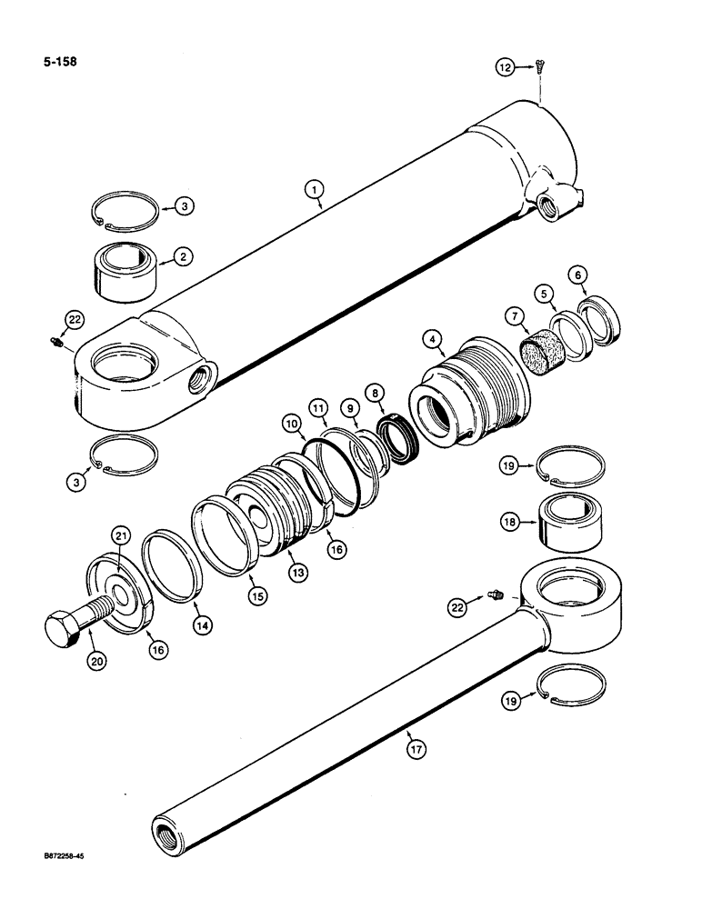 Схема запчастей Case W36 - (5-158) - STEERING CYLINDERS - G101563 (05) - STEERING