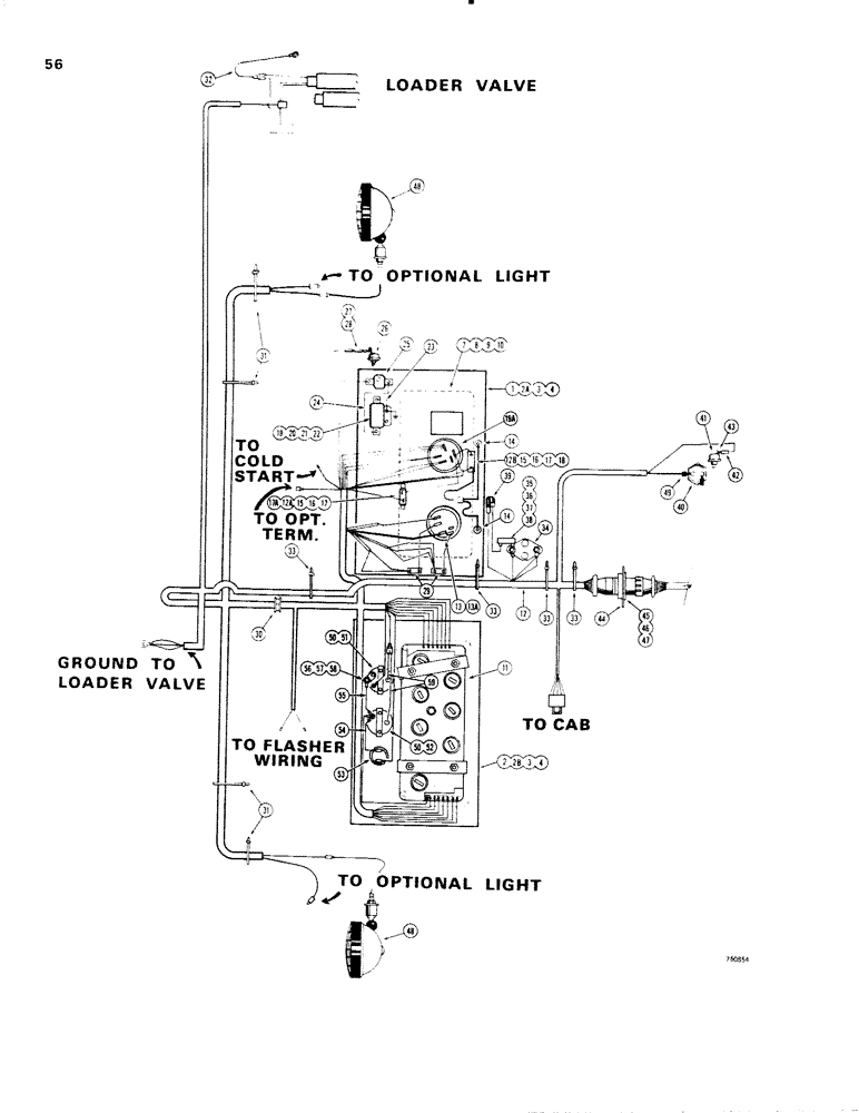 Схема запчастей Case W20 - (056) - ELECTRICAL SYSTEM, FRONT HARNESS AND INSTRUMENT PANELS (04) - ELECTRICAL SYSTEMS