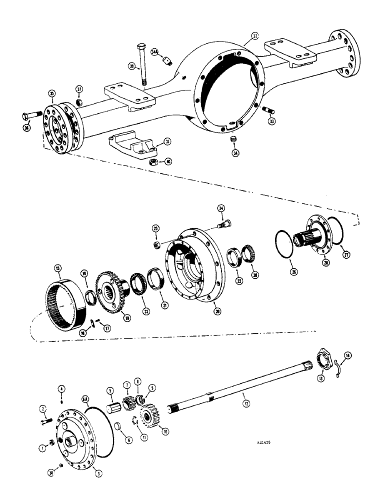 Схема запчастей Case W7E - (176) - RIGID AXLE HOUSING AND PLANETARY (06) - POWER TRAIN