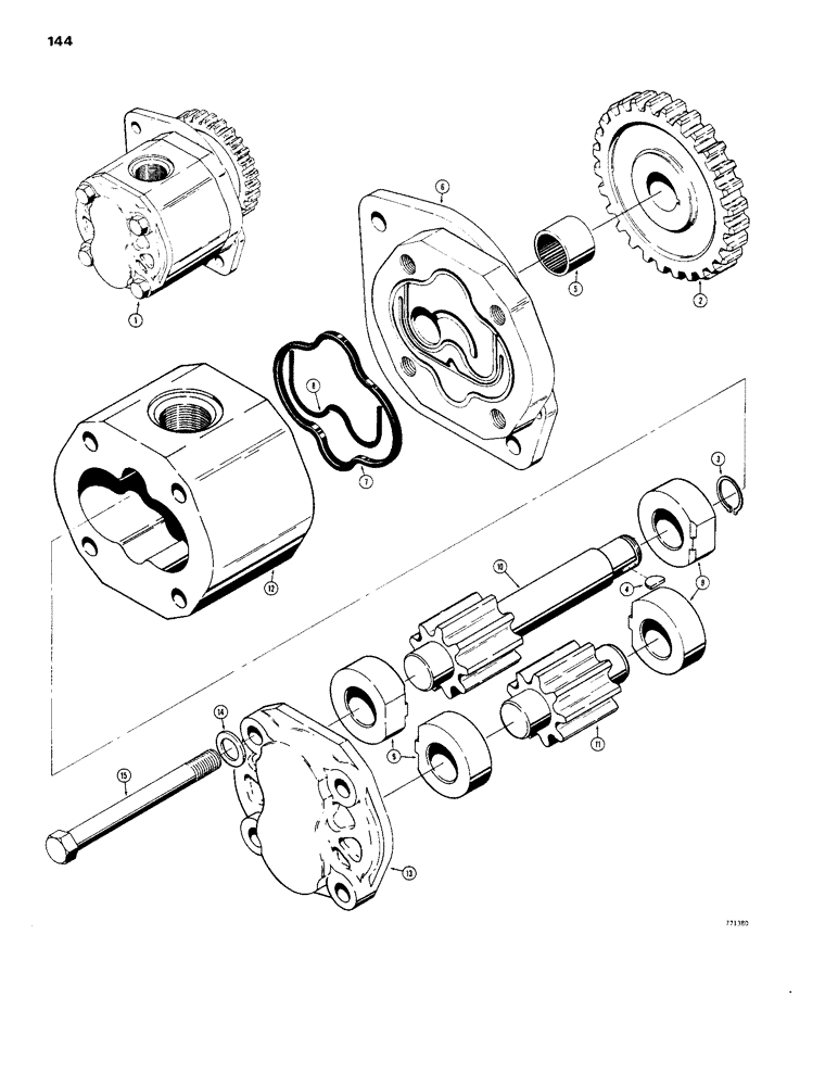 Схема запчастей Case 1150B - (144) - R25586 TORQUE CONVERTER PUMP (03) - TRANSMISSION