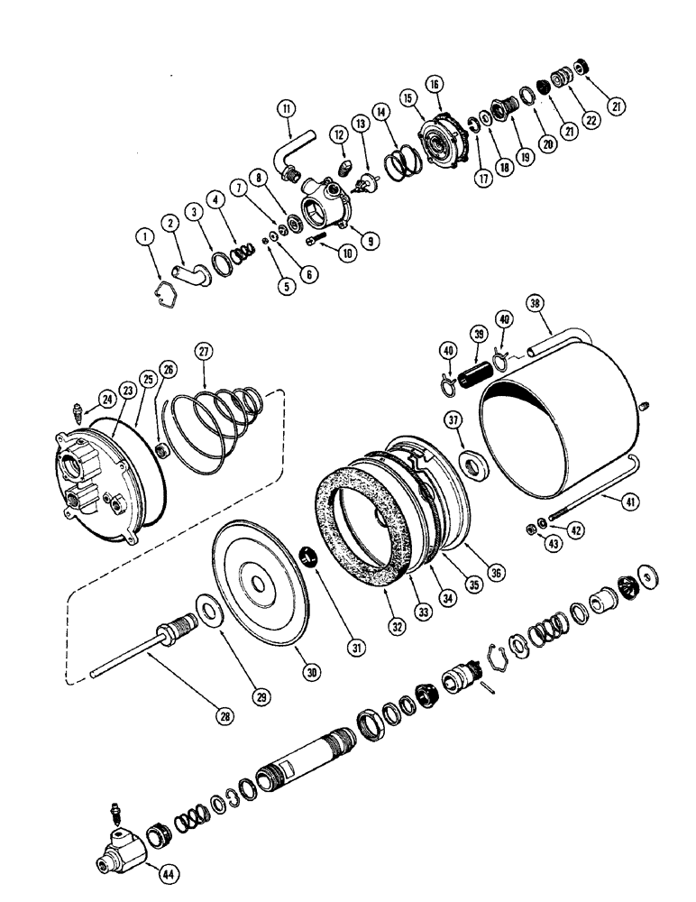 Схема запчастей Case W10 - (126) - HYDROVAC CYLINDER (07) - BRAKES