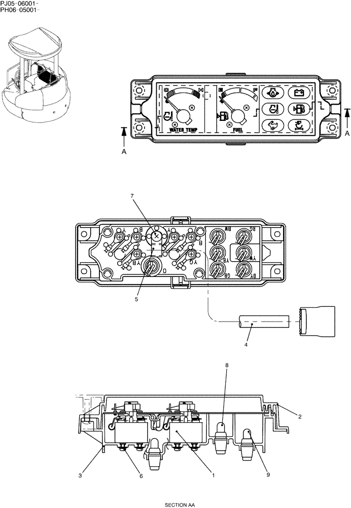 Схема запчастей Case CX50B - (01-076) - GAUGE ASSY, CLUSTER (55) - ELECTRICAL SYSTEMS