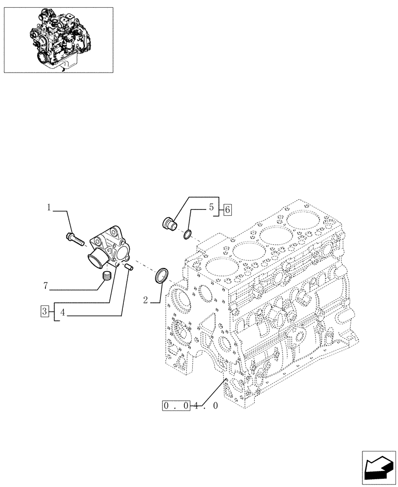 Схема запчастей Case F4DFE613G - (0.32.3[01]) - PIPING - ENGINE COOLING SYSTEM (504064335 - 504038202) 