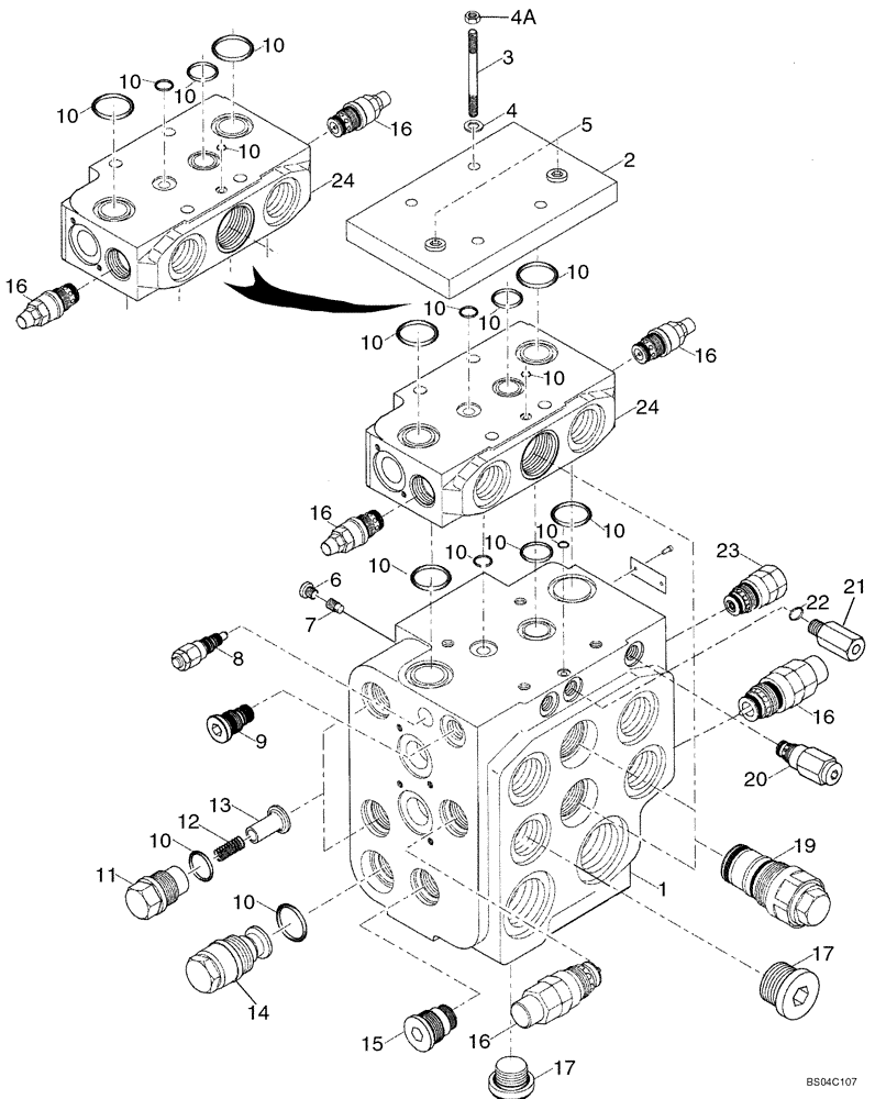 Схема запчастей Case 721D - (08-17G) - VALVE ASSY - LOADER CONTROL, FOUR SPOOL (XT LOADER) - IF USED (08) - HYDRAULICS