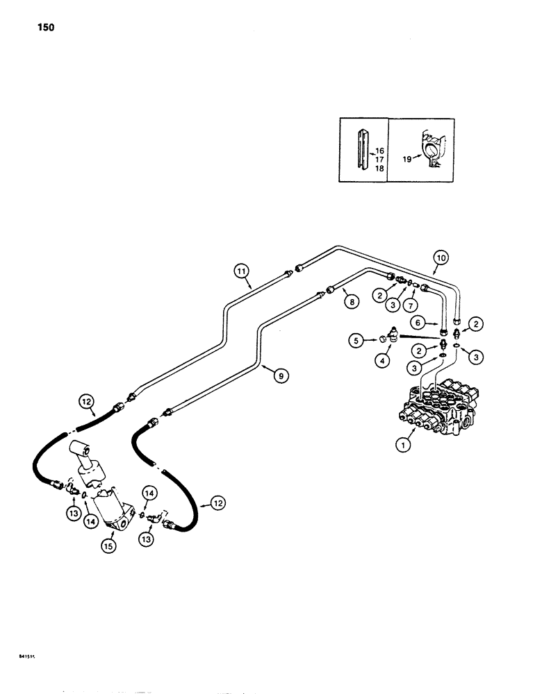 Схема запчастей Case 880D - (150) - BOOM CYLINDER LINES (07) - HYDRAULIC SYSTEM