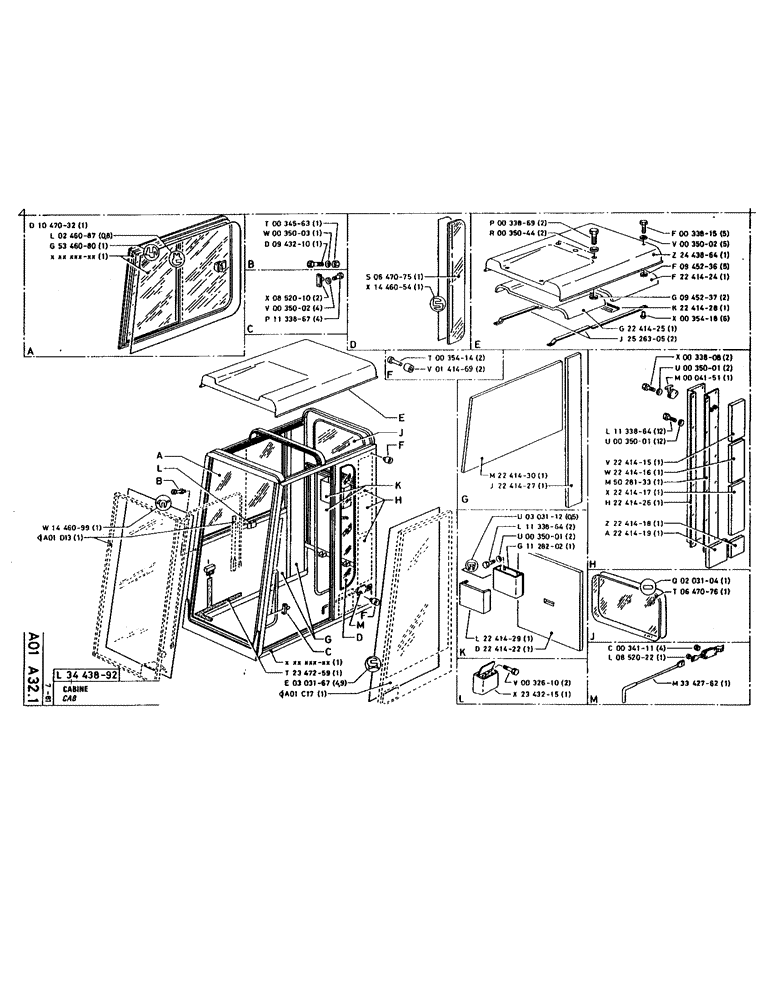 Схема запчастей Case 220 - (B-001) - CAB (12) - Chassis/Attachments