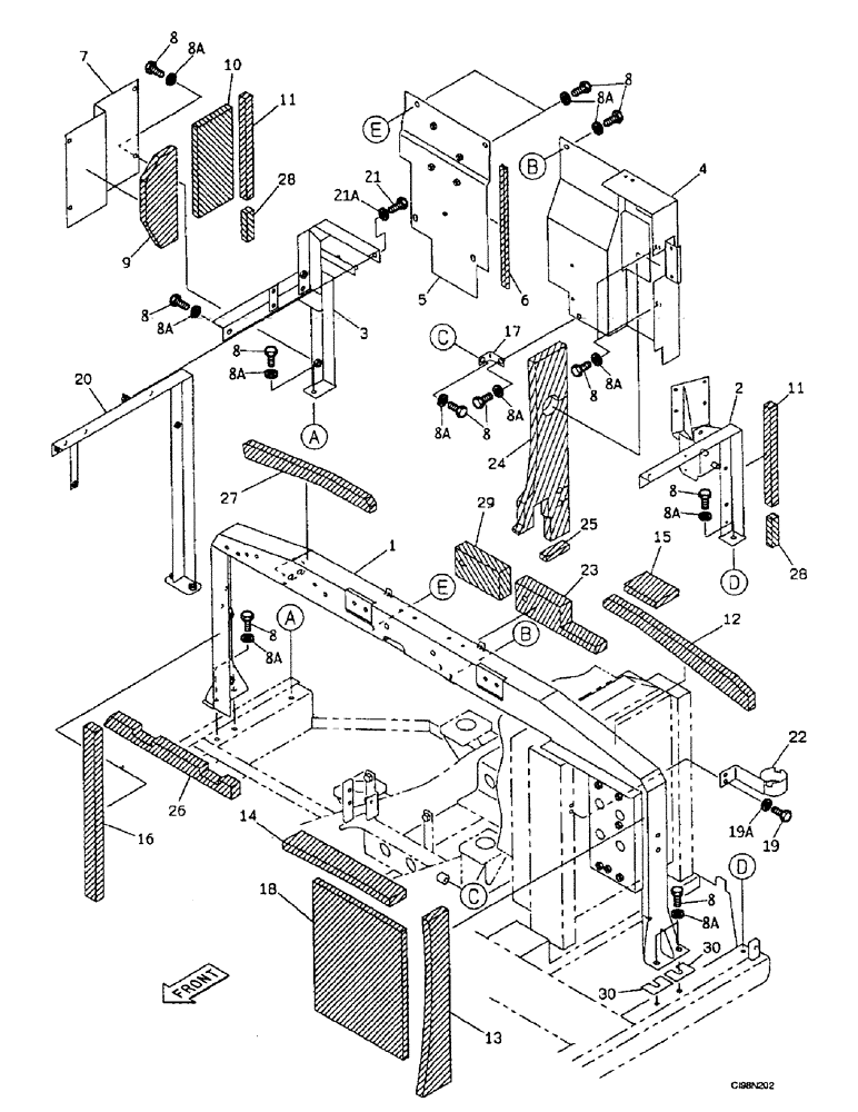 Схема запчастей Case 9007B - (9-10) - SOUNDPROOFING - UPPERSTRUCTURE CHASSIS (09) - CHASSIS