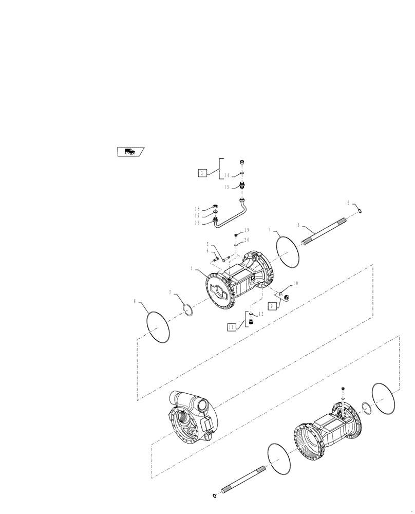 Схема запчастей Case 821F - (27.101.02) - REAR AXLE HOUSING 821/921 (27) - REAR AXLE SYSTEM