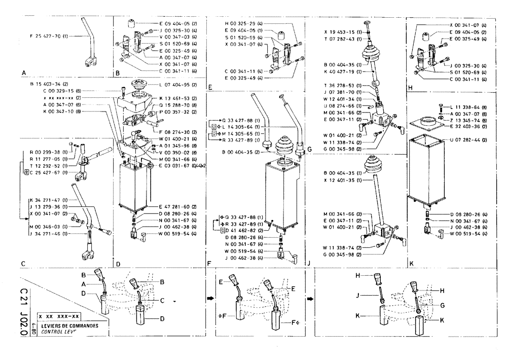 Схема запчастей Case 75C - (C21 J02.0) - CONTROL LEVERS (05) - UPPERSTRUCTURE CHASSIS