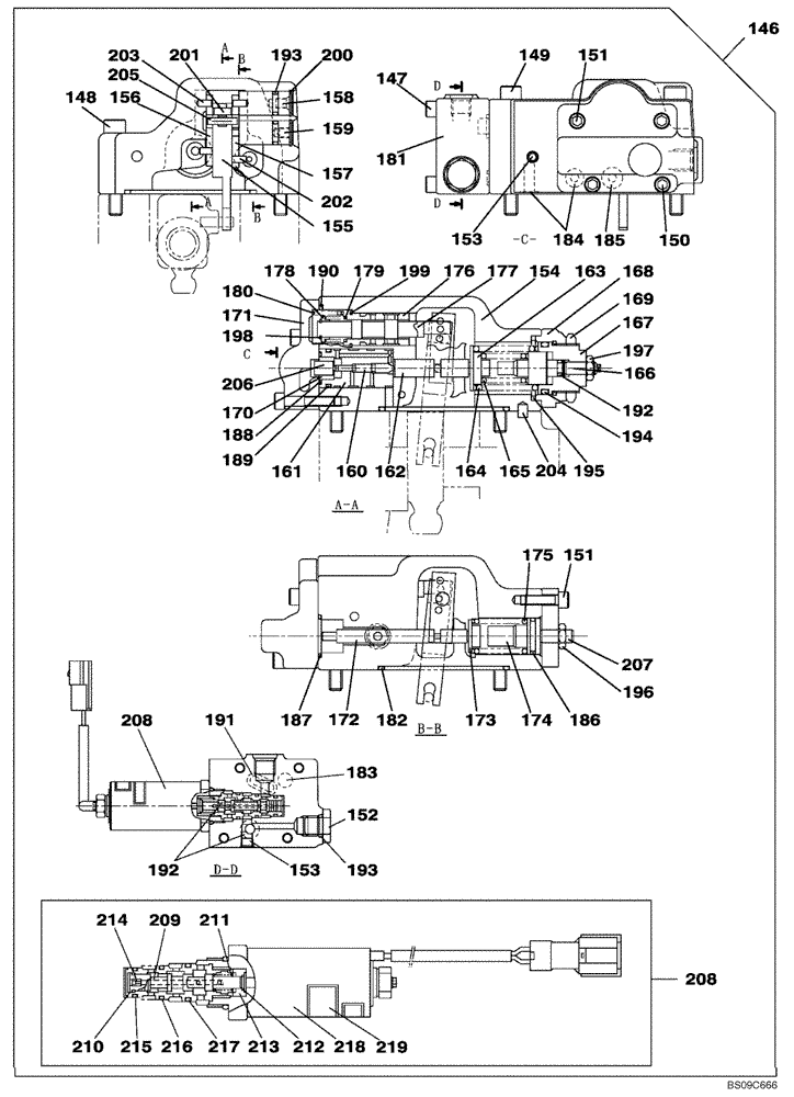 Схема запчастей Case CX135SR - (08-92[03]) - HIGH PRESSURE PUMP - REGULATOR - MONOBLOCK BOOM - WITHOUT DOZER BLADE (08) - HYDRAULICS