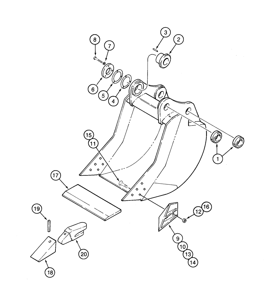 Схема запчастей Case 9040 - (9-72) - H & H BUCKETS, SEVERE DUTY (09) - CHASSIS
