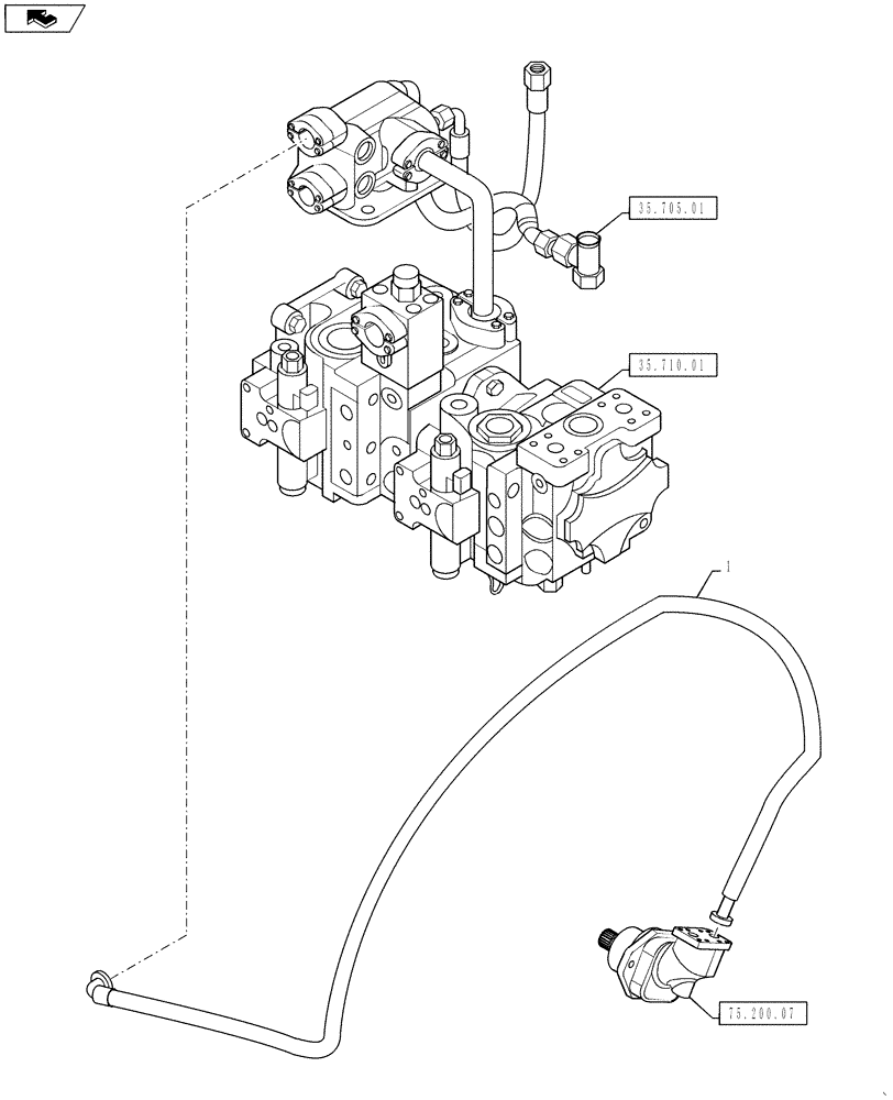 Схема запчастей Case DV207 - (35.310.02) - REAR DRUM HYDR LINES (35) - HYDRAULIC SYSTEMS