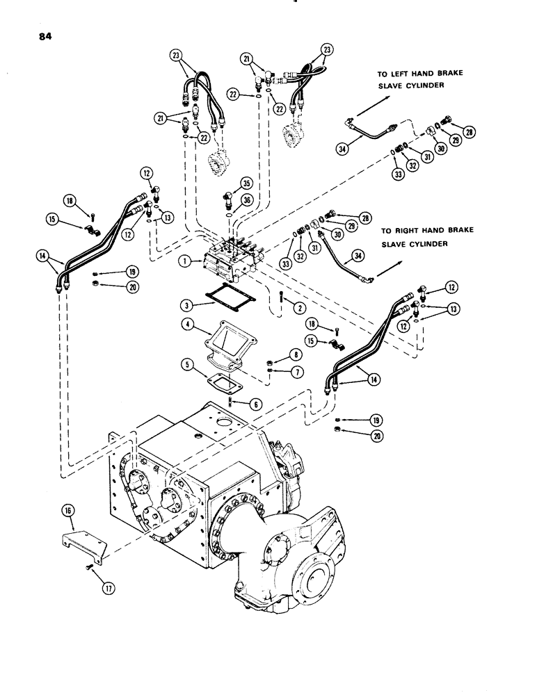 Схема запчастей Case 1150 - (084) - HYDRAULIC VALVE AND HOSES (07) - HYDRAULIC SYSTEM