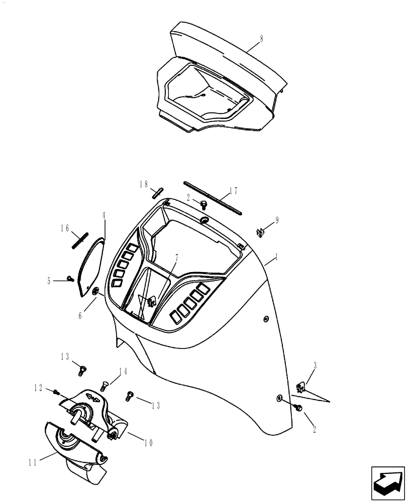 Схема запчастей Case 590SN - (90.100.09) - INSTRUMENT PANEL, FRONT - COVERS (90) - PLATFORM, CAB, BODYWORK AND DECALS
