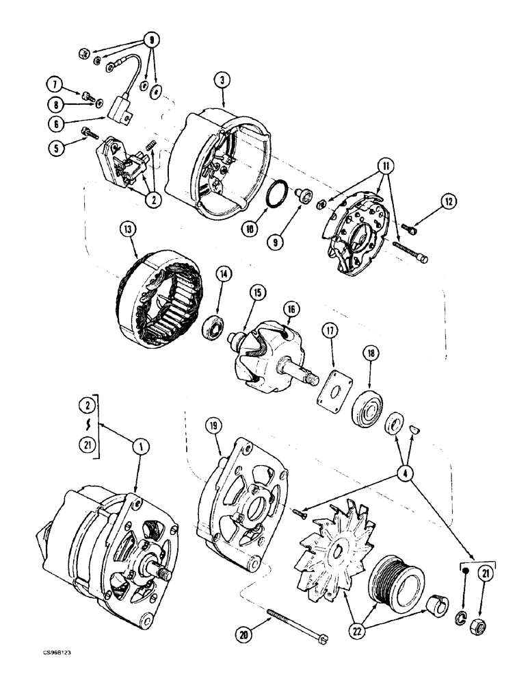 Схема запчастей Case 688BCK - (4-30) - ALTERNATOR, 688B CK (120301-120531) (06) - ELECTRICAL SYSTEMS