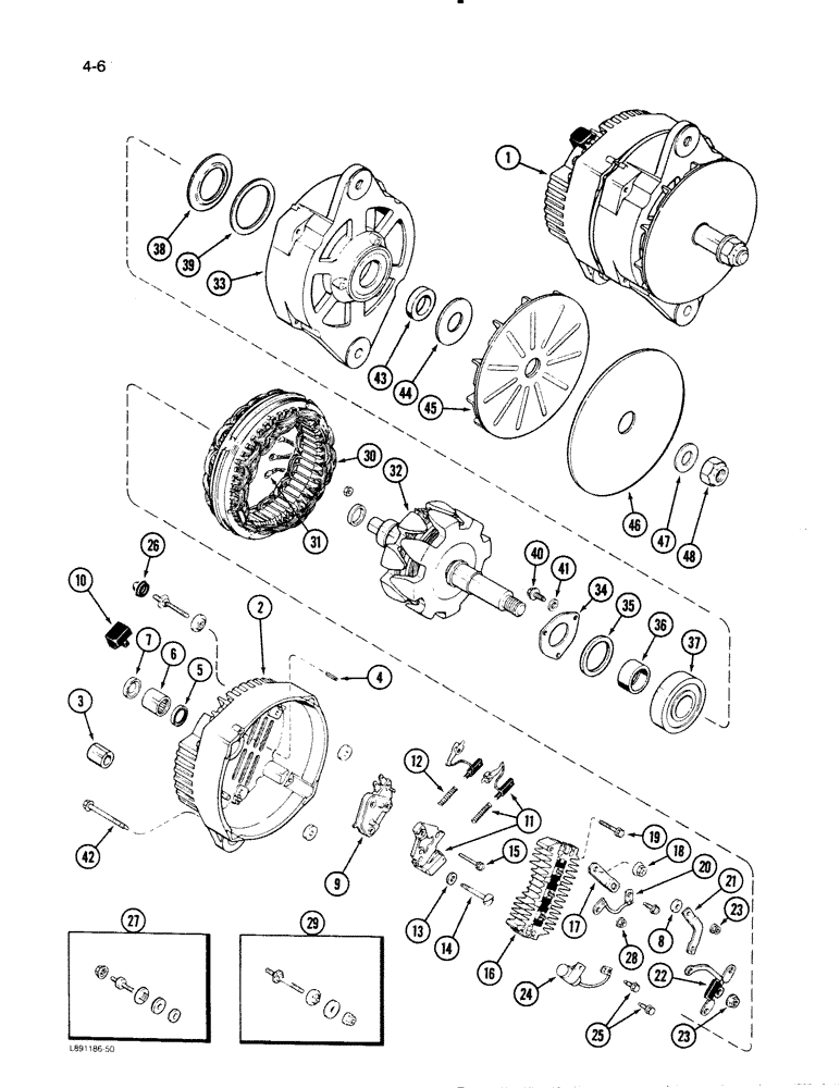 Схема запчастей Case W30 - (4-06) - ALTERNATOR, 65 AMPERE - 24 VOLT (04) - ELECTRICAL SYSTEMS