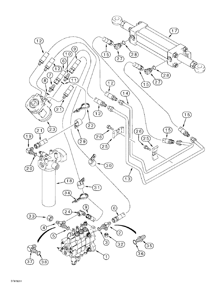 Схема запчастей Case 580L - (5-004) - STEERING HYDRAULIC CIRCUIT (05) - STEERING